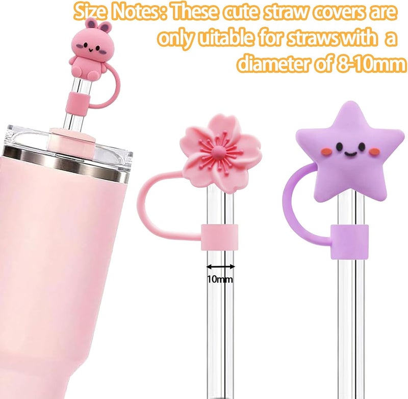 LDKEKDF 15Pc Straw Cover for Stanley Cup, Silicone Straw Topper for Stanley Cup 30&40oz with Tumblers, 10mm 0.4in Lid Accessories (Reusable) - Image 2
